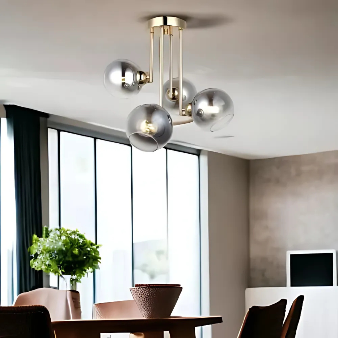 Lustra cu bec moderna MODUS, 4x E27, Auriu, Metal