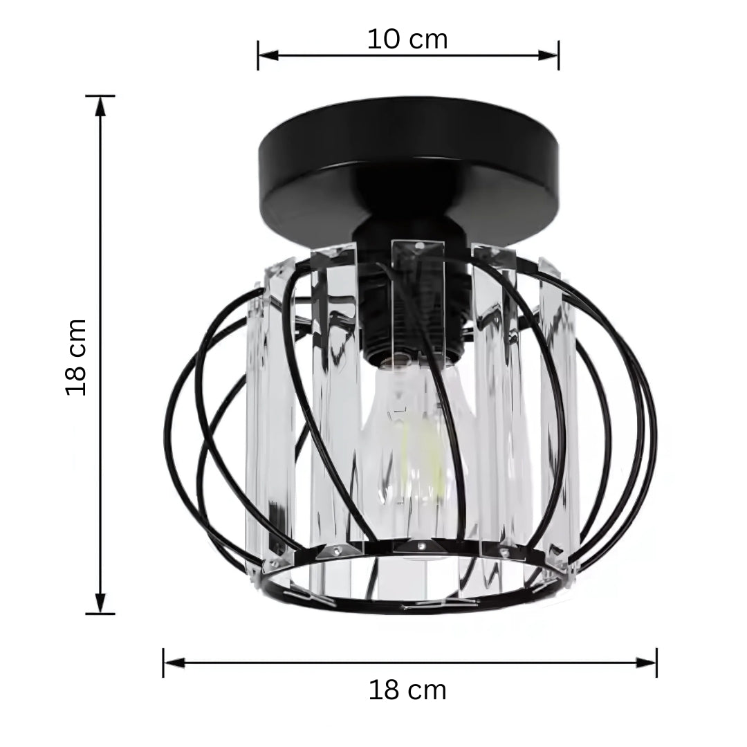 Lustra Monica, 1 X E27, Ø 16 cm, Negru, Metal / Sticla