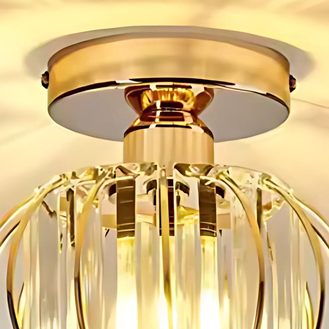 Lustra Monica, 1XE27, Auriu, D 16cm, Metal si Cristal