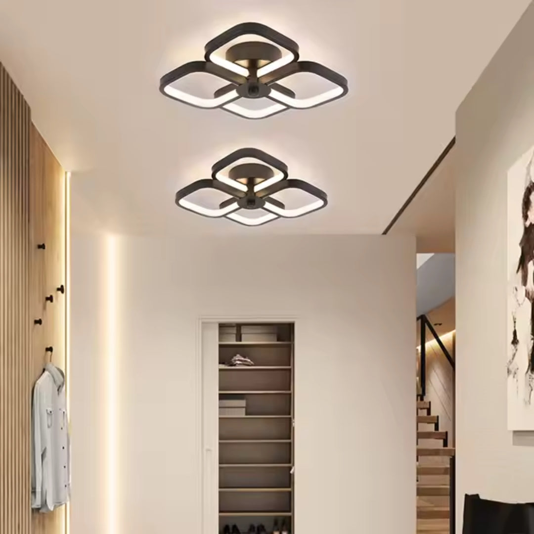 LED Chandelier VERTEX Tesser 34W, 4 Squares, Cool/Warm/Neutral Light, Black, imaginea 2