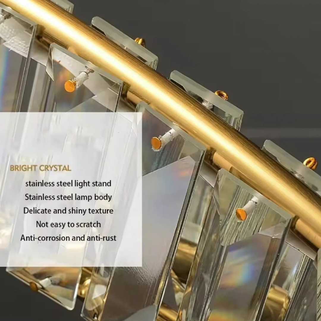 Lustra LED cu telecomanda si cristal LUIGI, 57W, lumina Rece/Calda/Neutra, Dimabila, Auriu