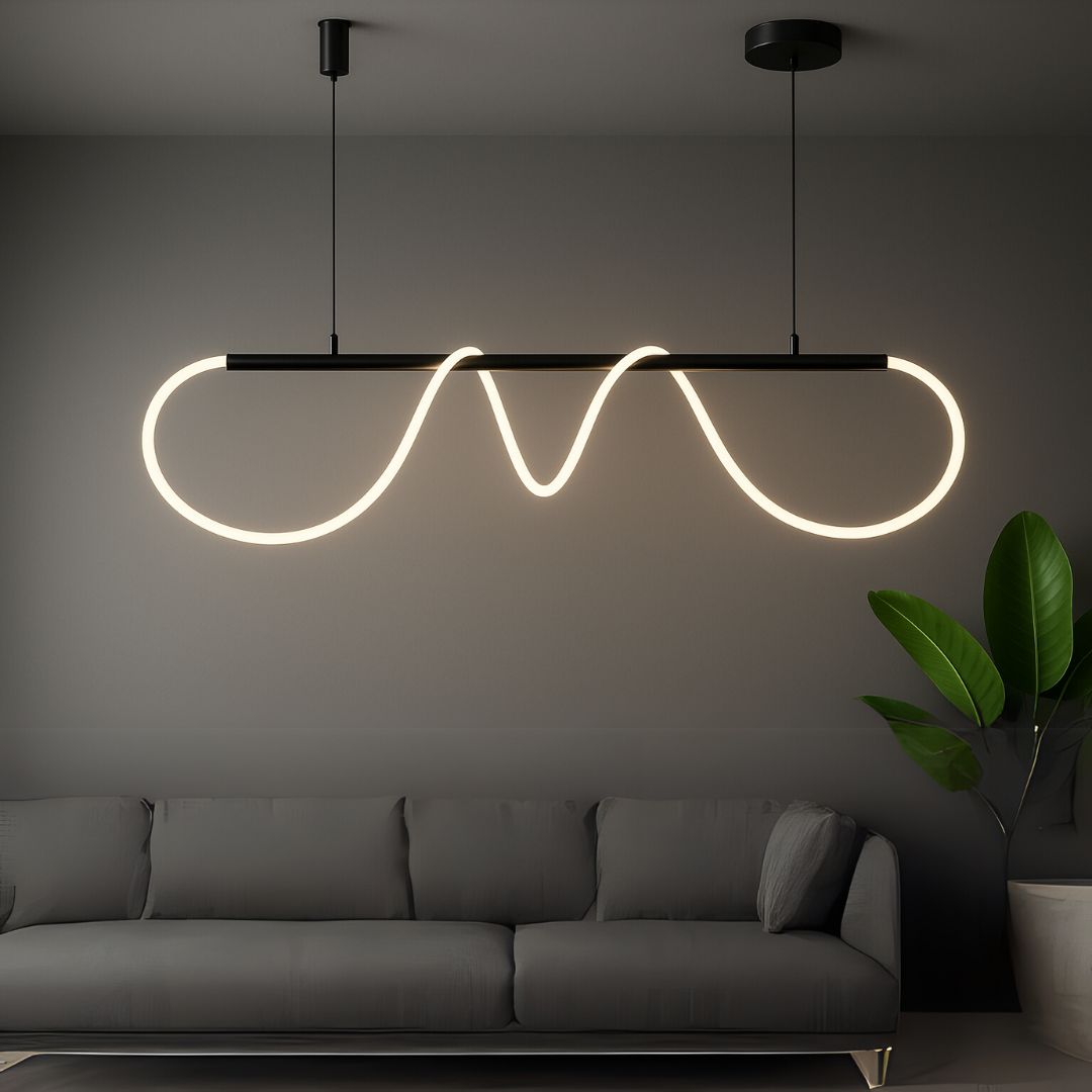 Lustra LED DIVINO cu Tub Silicon Flexibil - 24W, Lumina Reglabila, Negru Mat
