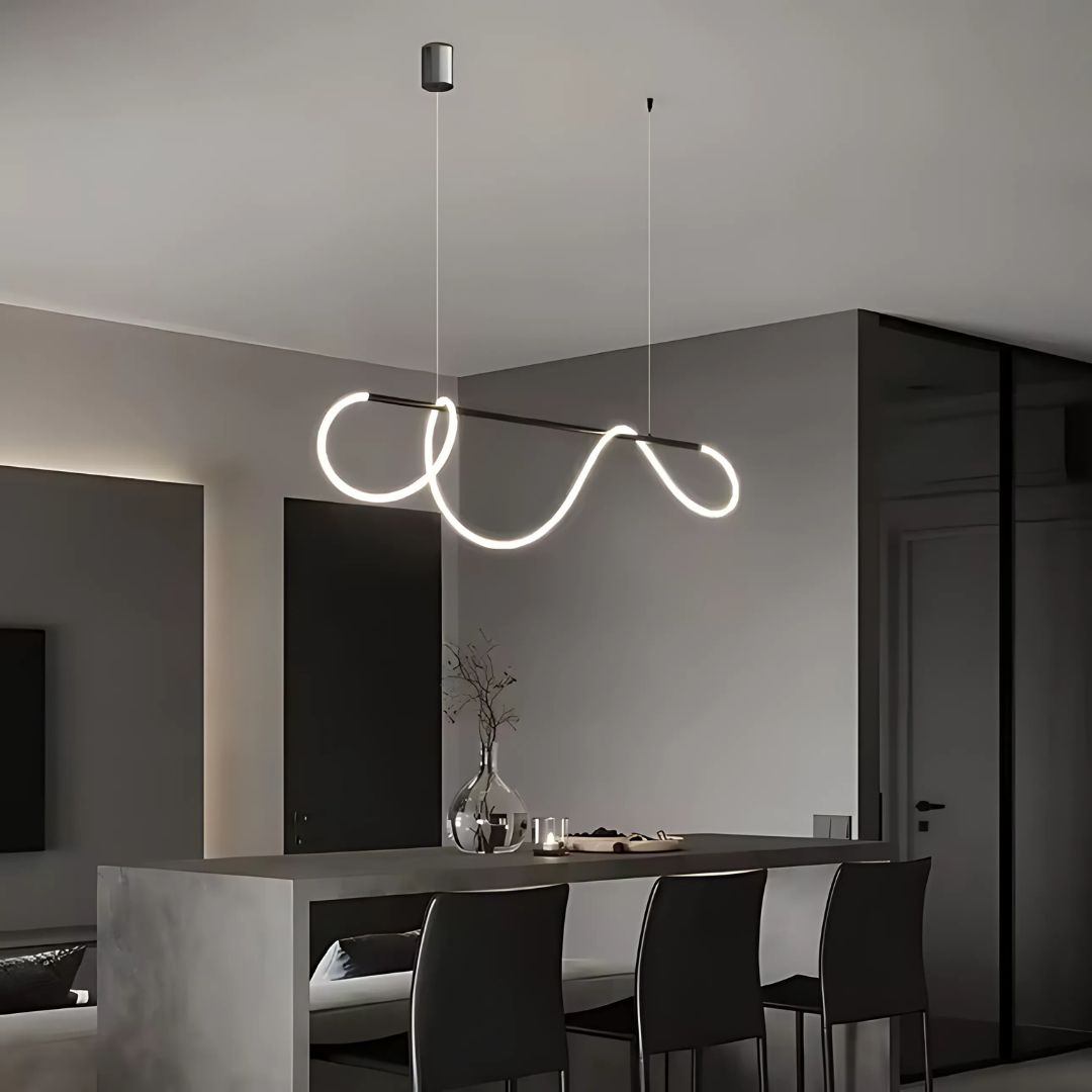 Lustra LED DIVINO cu Tub Silicon Flexibil - 24W, Lumina Reglabila, Negru Mat