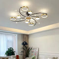 Lustra LED cu Telecomanda KARINA, 65W, 8 Elemente, Lumina Calda/Rece/Neutra, Dimabila, Auriu