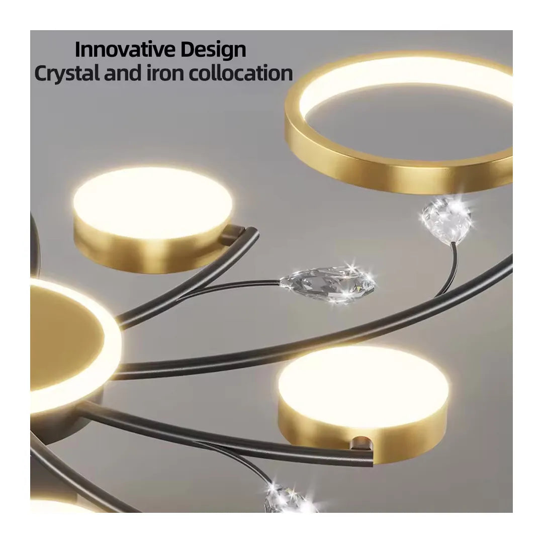 Lustra LED cu Telecomanda KARINA, 65W, 8 Elemente, Lumina Calda/Rece/Neutra, Dimabila, Auriu, imaginea 4