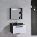 Set Mobilier pentru Baie CRETA, 80x40cm, 2 Piese, Negru si Alb