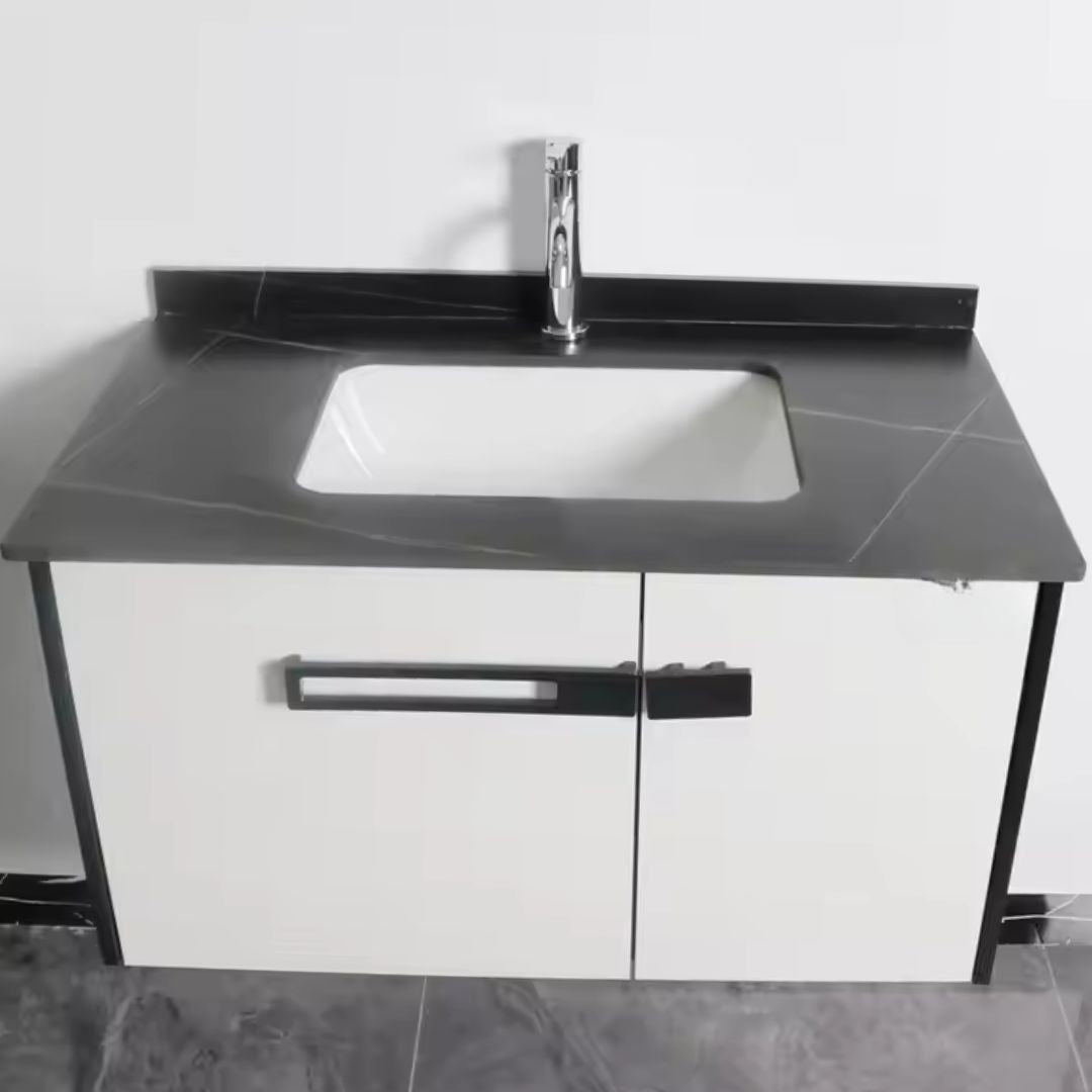 Set Mobilier pentru Baie CRETA, 60x50cm, 2 Piese, Negru si Alb