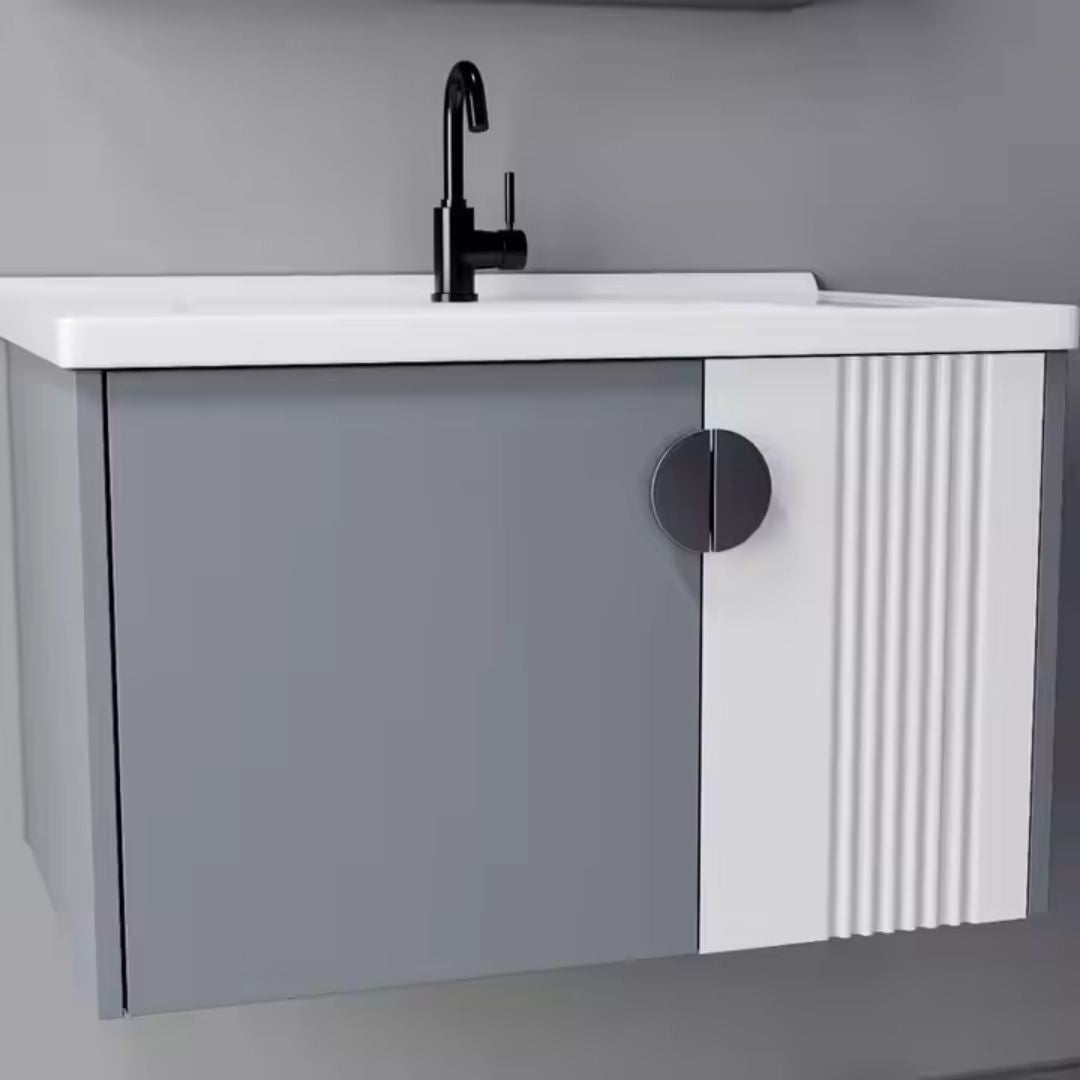 Set Mobilier pentru Baie MYKONOS, 80x40cm, 2 Piese, Gri si Alb