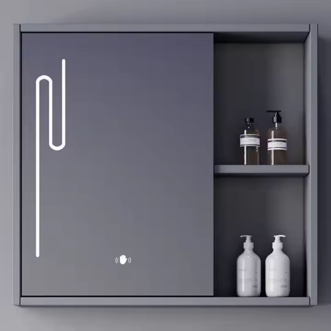 Set Mobilier pentru Baie MYKONOS, 80x40cm, 2 Piese, Gri si Alb