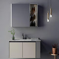 Set Mobilier pentru Baie ZAKYNTHOS, 80cm, 2 Piese, Gri si Crem