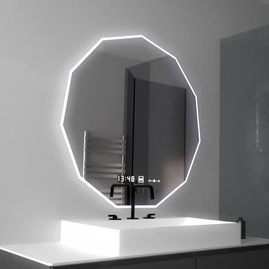 Oglinda LED 70cm, POLIGON Senzor MotionGlow Marcello, Sistem Dezaburire, Ceas & Termometru, Dimabila 084