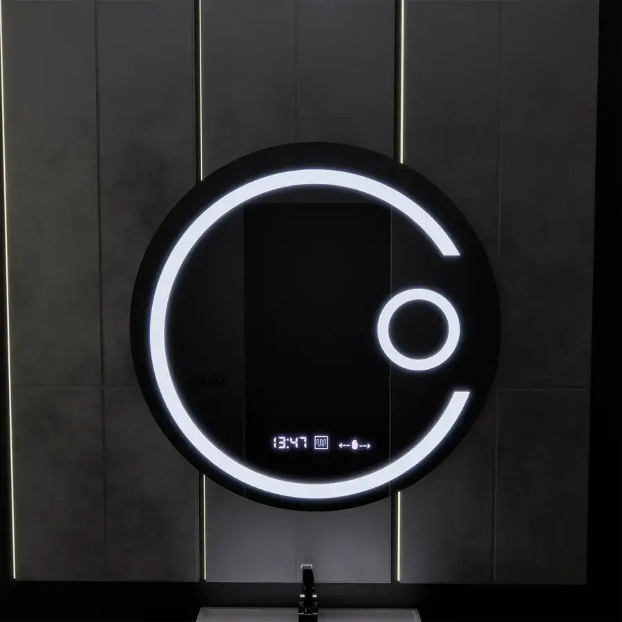 Oglinda LED Rotunda, 60cm, Visio MotionGlow Marcello, Sistem Dezaburire, Ceas & Termometru, Lupa Cosmetica, Dimabila, imaginea 1