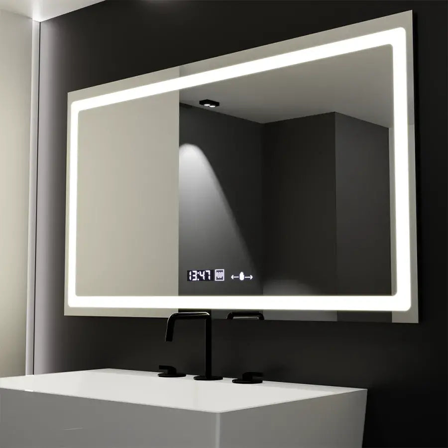 Oglinda LED Rectangulara, 120X70cm, Radiante Senzor MotionGlow Marcello, Sistem Dezaburire, Ceas & Termometru, Dimabila