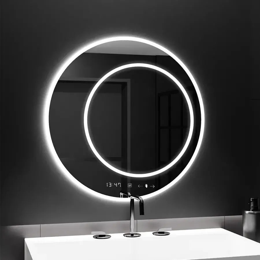 Oglinda LED Rotunda, 60cm, July Touch Marcello, Sistem Dezaburire, Ceas & Termometru, Dimabila, imaginea 1