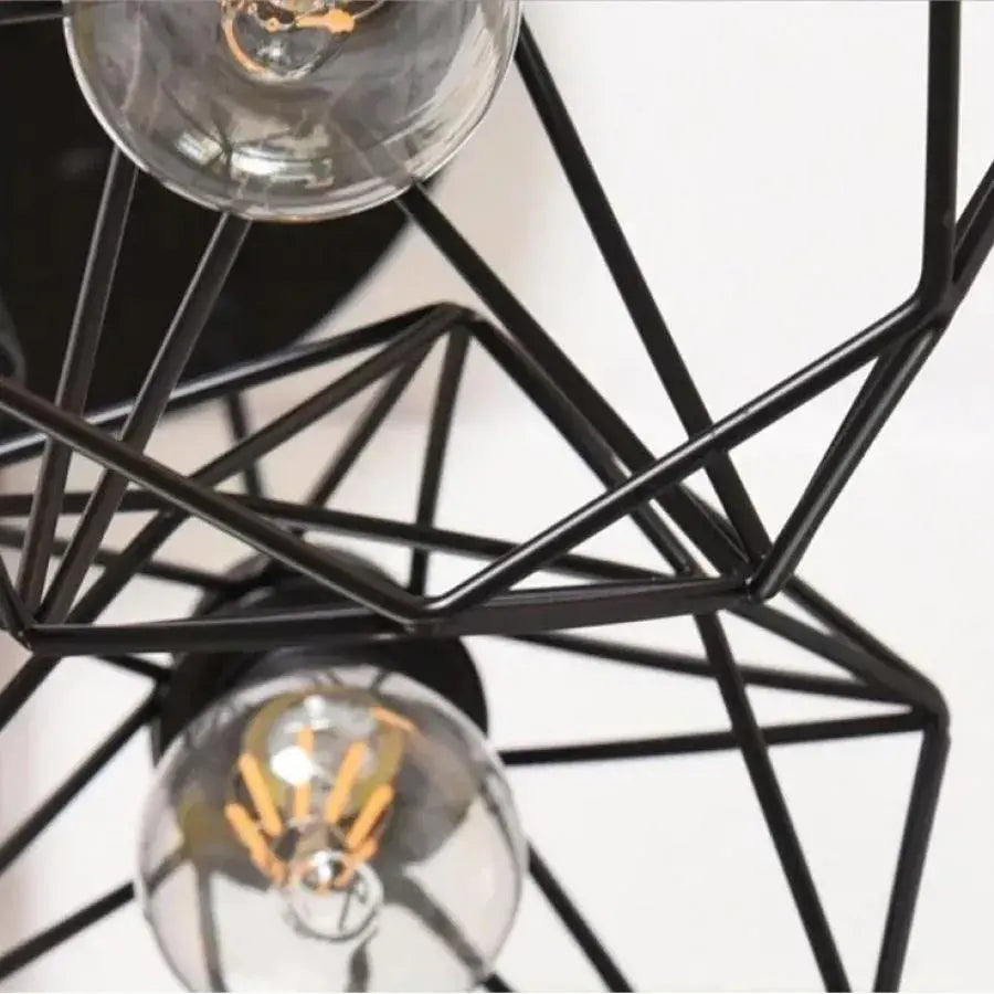 Diamond-Shaped Chandelier, STRUKTUR, 3xE27, Black, Metal, imaginea 2