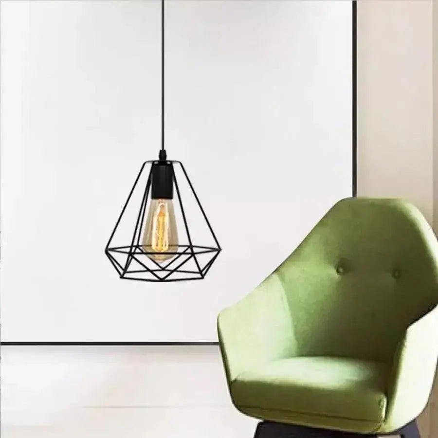 Diamond-Shaped Chandelier, STRUKTUR, 1xE27, Black, Metal, imaginea 1