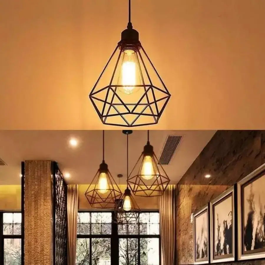 Diamond-Shaped Chandelier, STRUKTUR, 1xE27, Black, Metal, imaginea 3