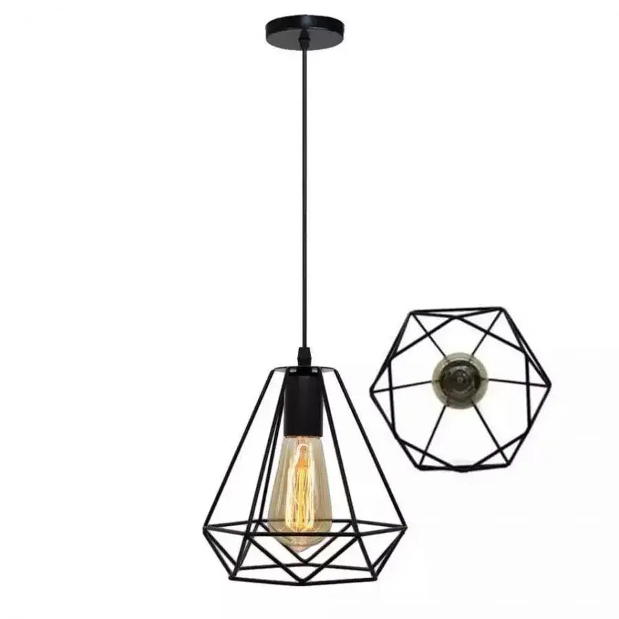 Diamond-Shaped Chandelier, STRUKTUR, 1xE27, Black, Metal, imaginea 5