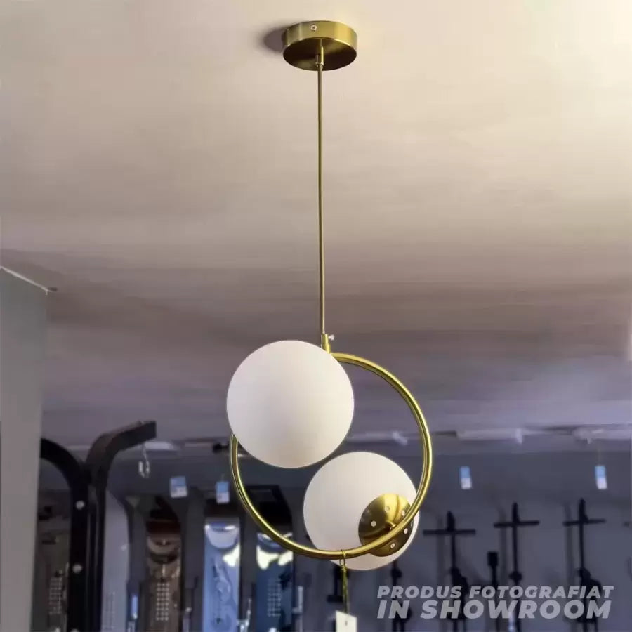 Lustr LOFT Atelier, 2x E27, Biela Zlatá, Kov, Nastaviteľná výška, imaginea 2