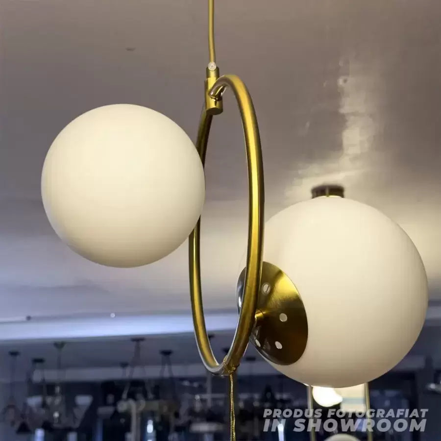 Lustr LOFT Atelier, 2x E27, Biela Zlatá, Kov, Nastaviteľná výška, imaginea 3
