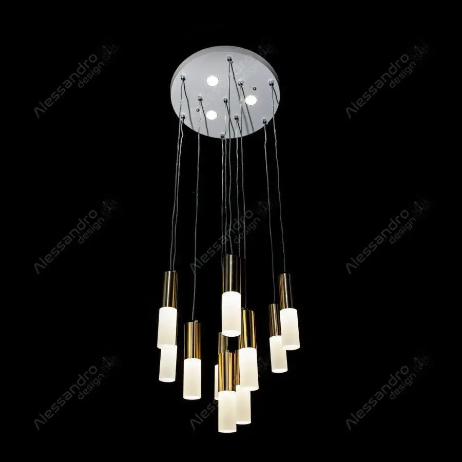 Pendul NEPTUNIA 80W, 10 Elemente, lumina Rece/Calda/Neutra, Auriu Lucios, Inaltime Reglabila