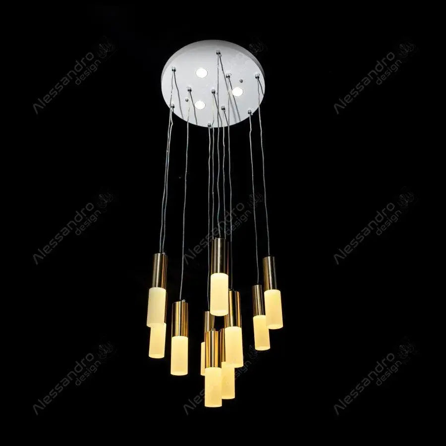 Pendul NEPTUNIA 80W, 10 Elemente, lumina Rece/Calda/Neutra, Auriu Lucios, Inaltime Reglabila