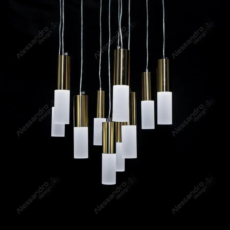 Pendul NEPTUNIA 80W, 10 Elemente, lumina Rece/Calda/Neutra, Auriu Lucios, Inaltime Reglabila