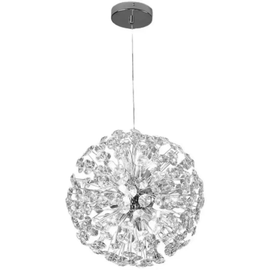 Candelabru Cristal KHUJAND 8x G9, Diametru 40cm, Crom Lucios, Inaltime Reglabila