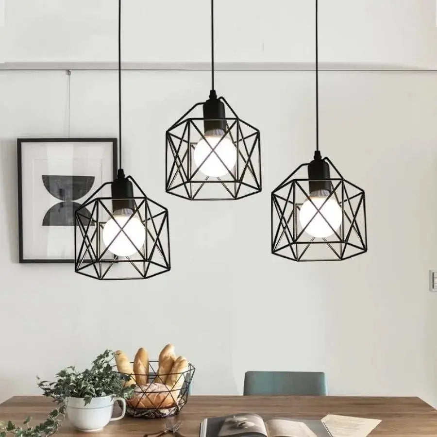 Lustra Forma Prism, Geo Trio, 3 x E27, Negru, Metal