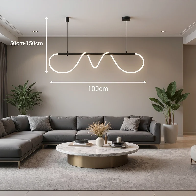 Lustra LED DIVINO cu Tub Silicon Flexibil - 24W, Lumina Reglabila, Negru Mat