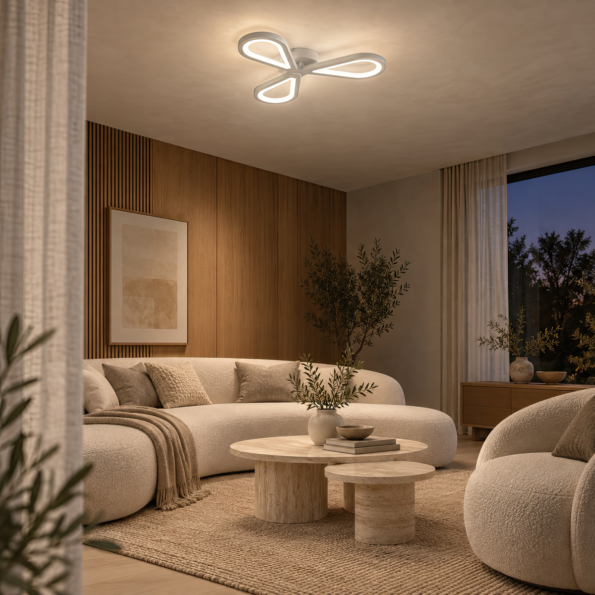 Lustra LED AURALIUS 18W, 3 Petale, lumina Neutra,  4000K, Alb