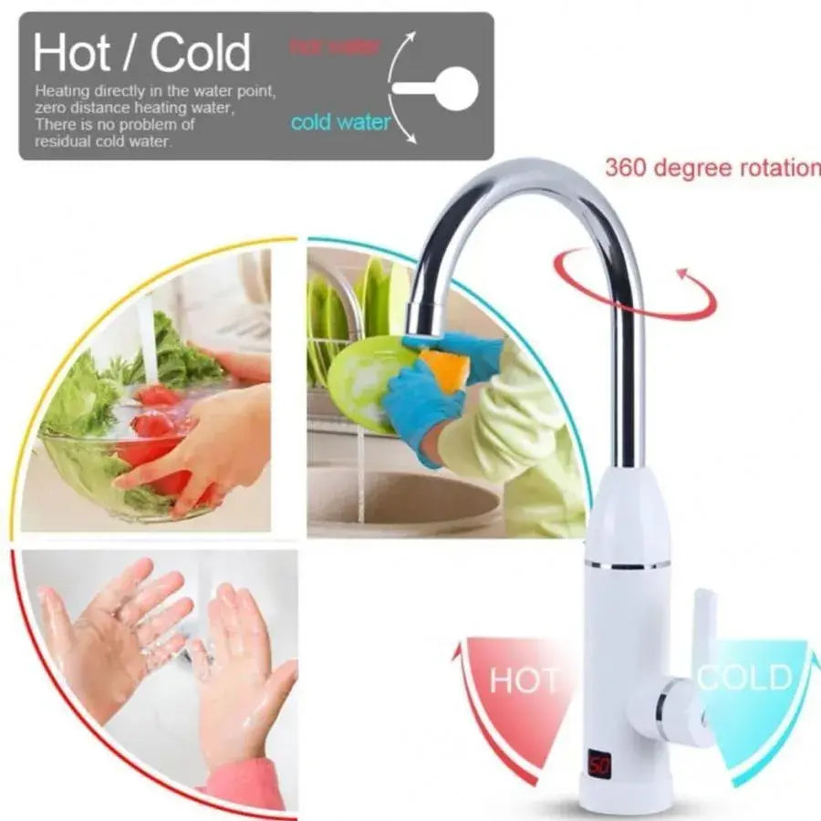 Robinet Electric Instant pentru Apa Calda, Afisaj LCD, Alb, LZ-501X