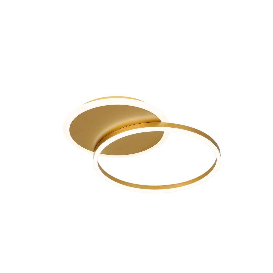 RINOVA 47W LED Chandelier with Remote Control, 2 Rings, Cool/Warm/Neutral Light, Dimmable, Glossy Gold, imaginea 7