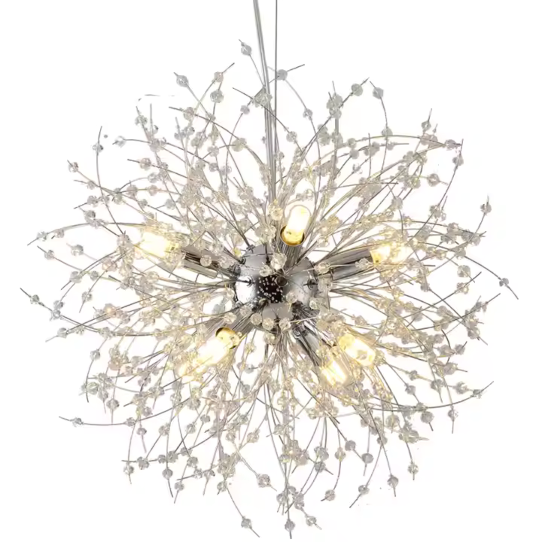 Candelabru Cristal Schönbrunn, 12x G9, Diametru 60cm, Crom Lucios, Inaltime Reglabila