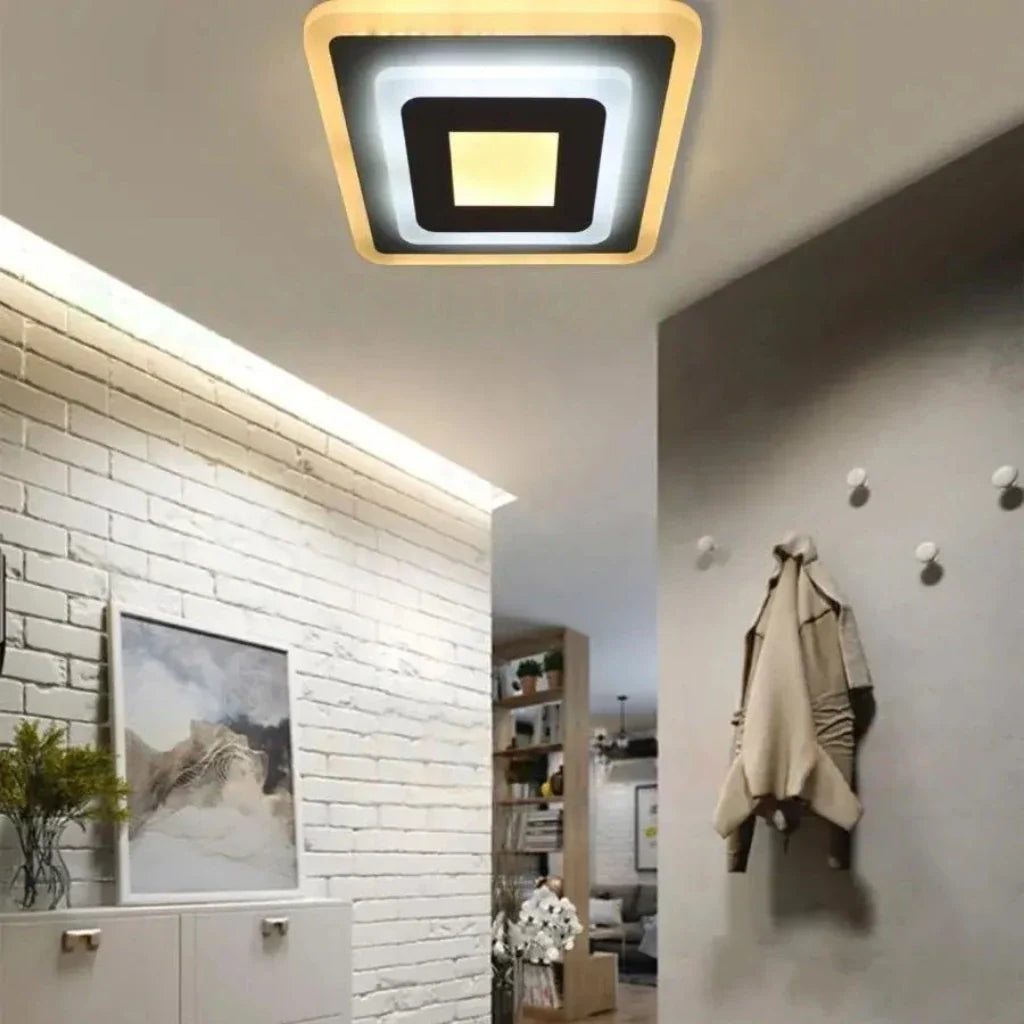 MORNIKA 14W LED Ceiling Light, Diameter 25cm, Square, Neutral Light, White, imaginea 3
